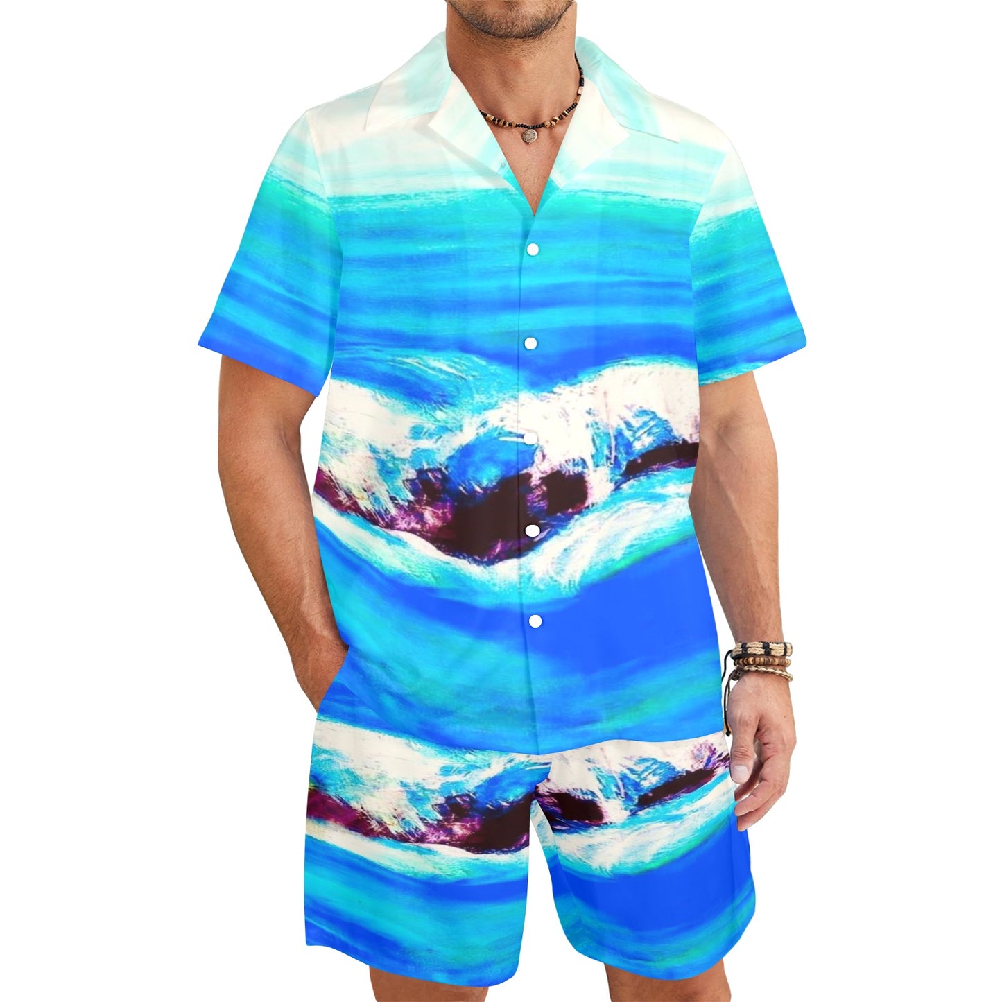 Men's Hawaiian Shirt and Shorts Set