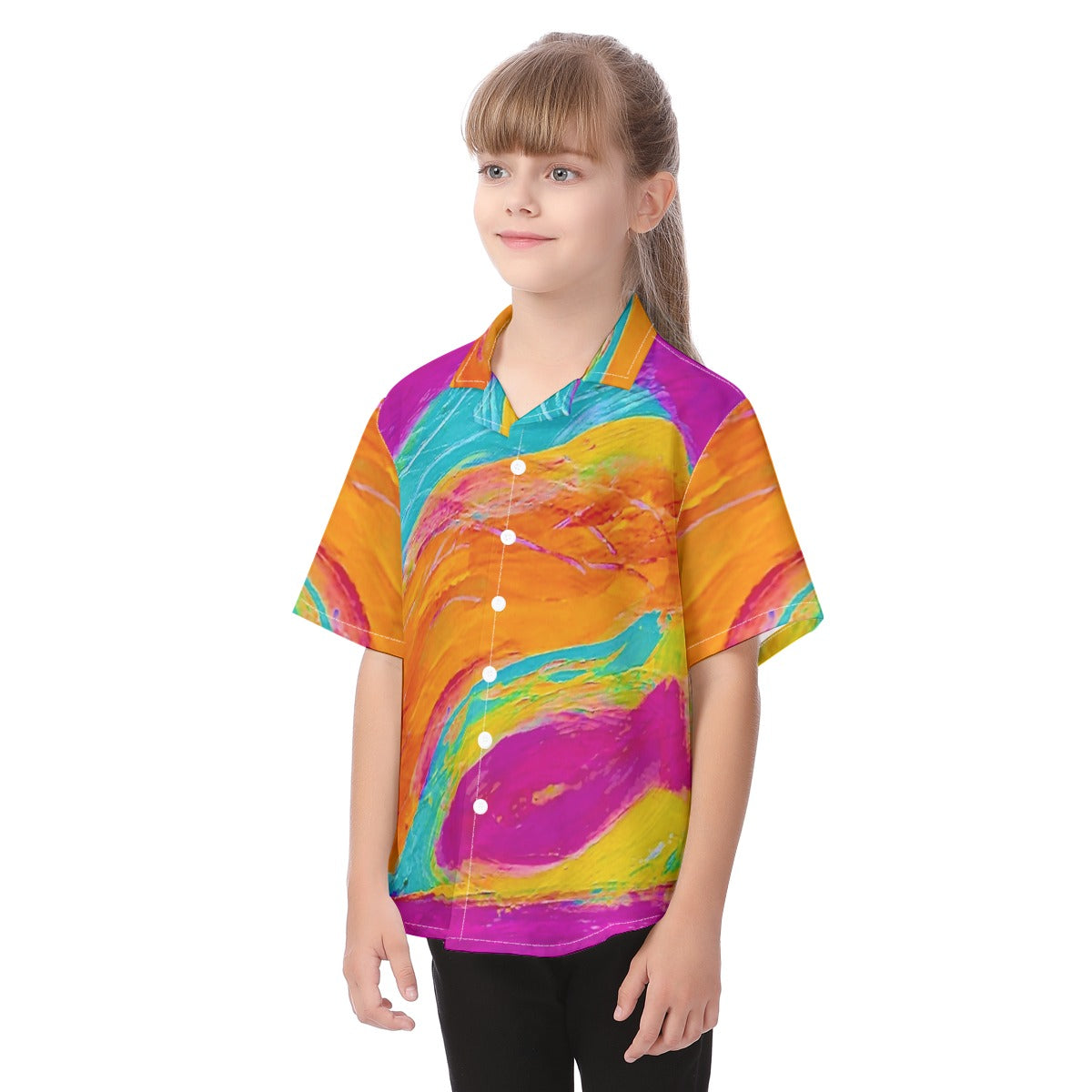 Kid's Hawaiian Vacation Shirt | 115GSM Cotton Pink Fish Collection