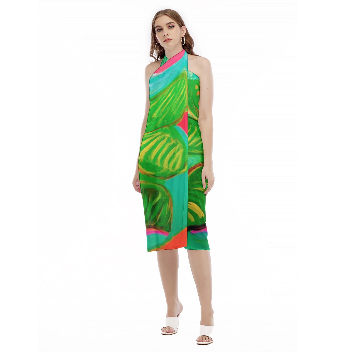 Women's Beach Dress Green Leaf in Green Collection