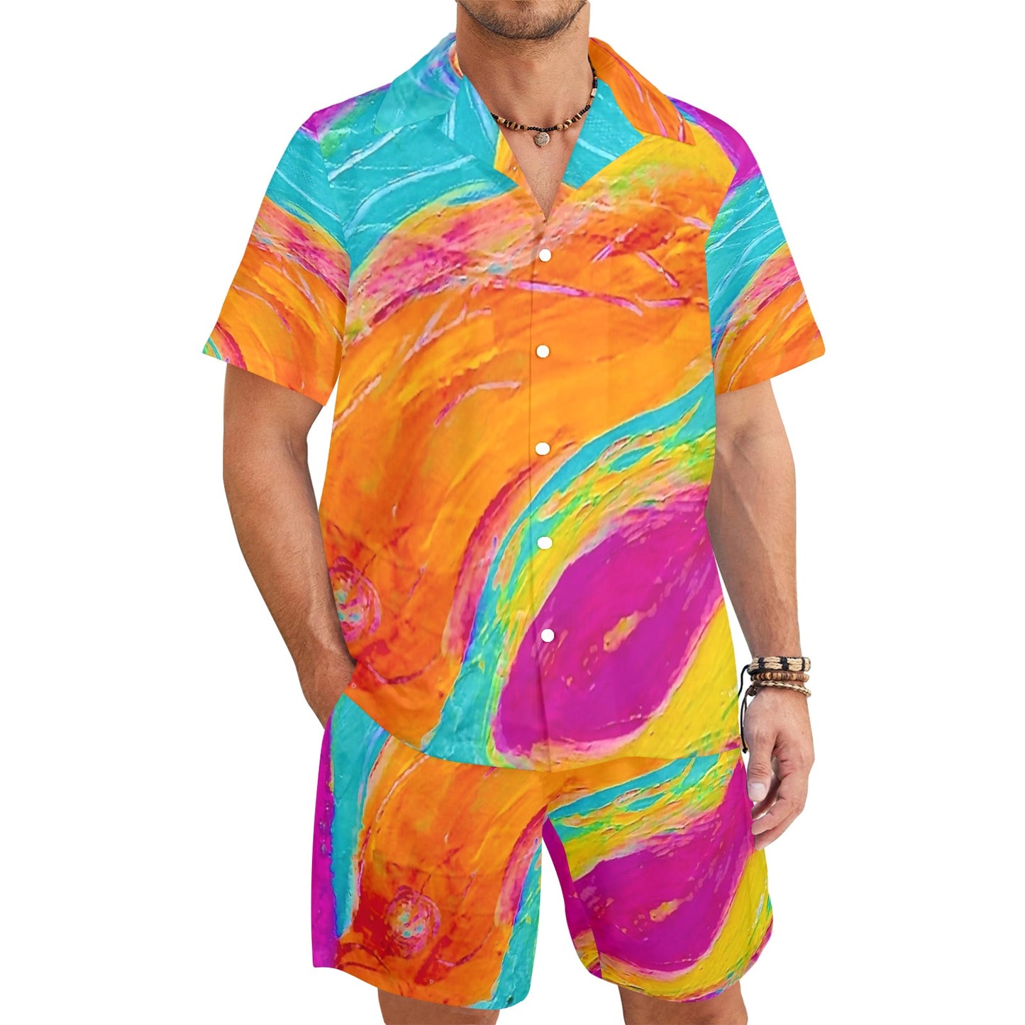 Men's Hawaiian Shirt and Shorts Set
