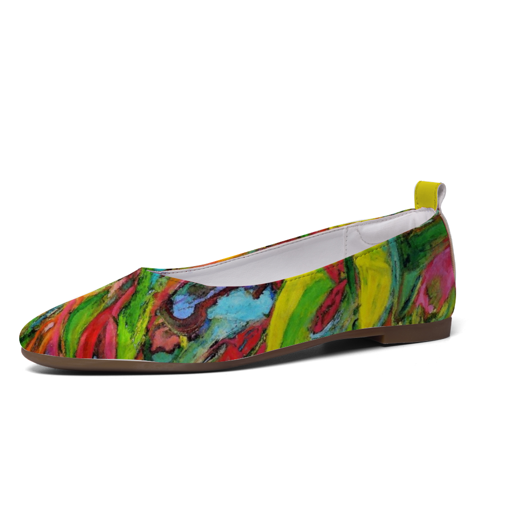 Flat Leather Shoes Comfortable Round Toe Slip African Tree Collection