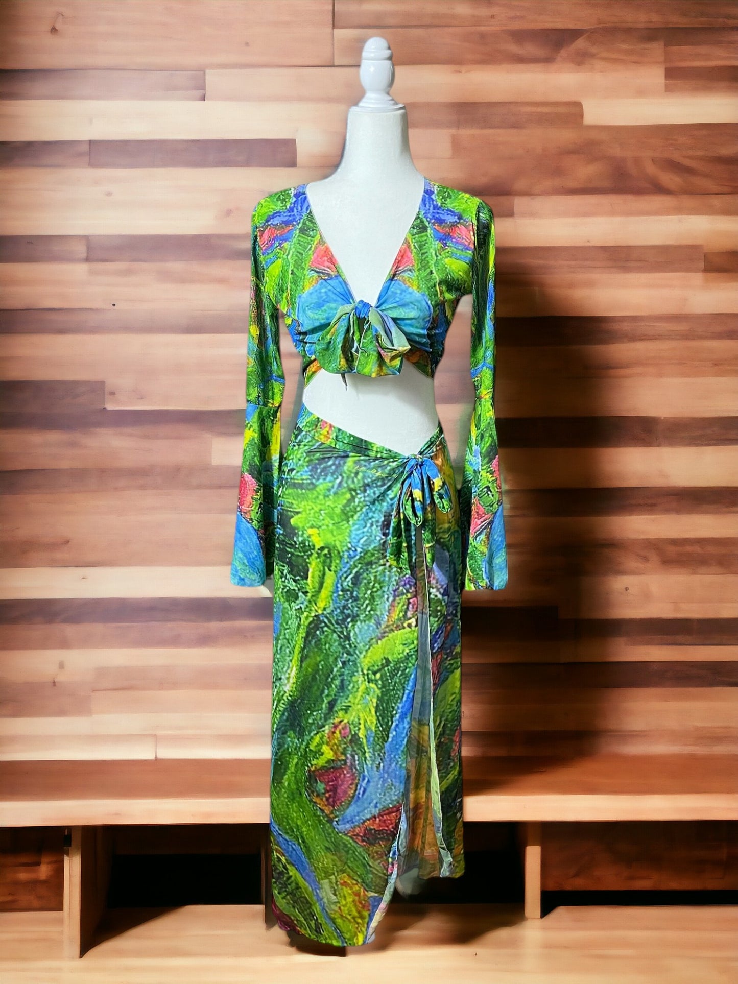 Women's Mesh Blouse Green Tulip Collection