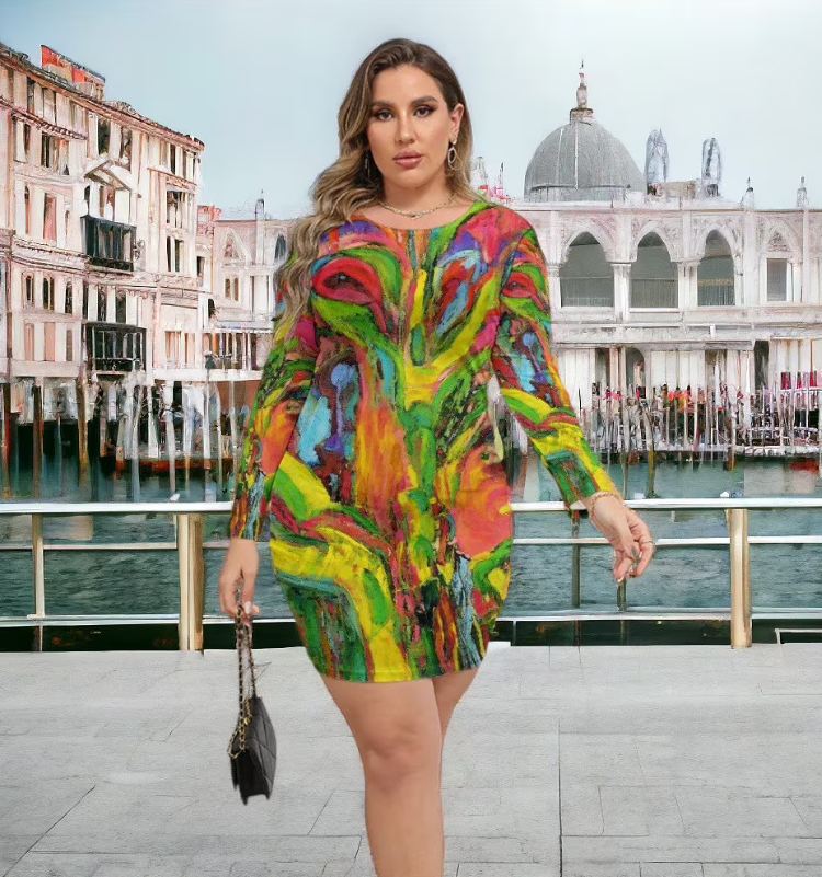 Women's Mesh Dress (Plus Size) African Tree Collection