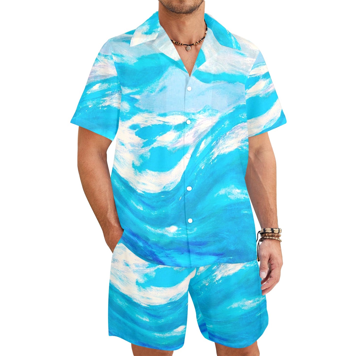 Men's Hawaiian Shirt and Shorts Set