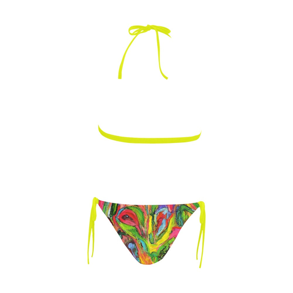 Buckle Front Halter Bikini Swimsuit African Tree Collection