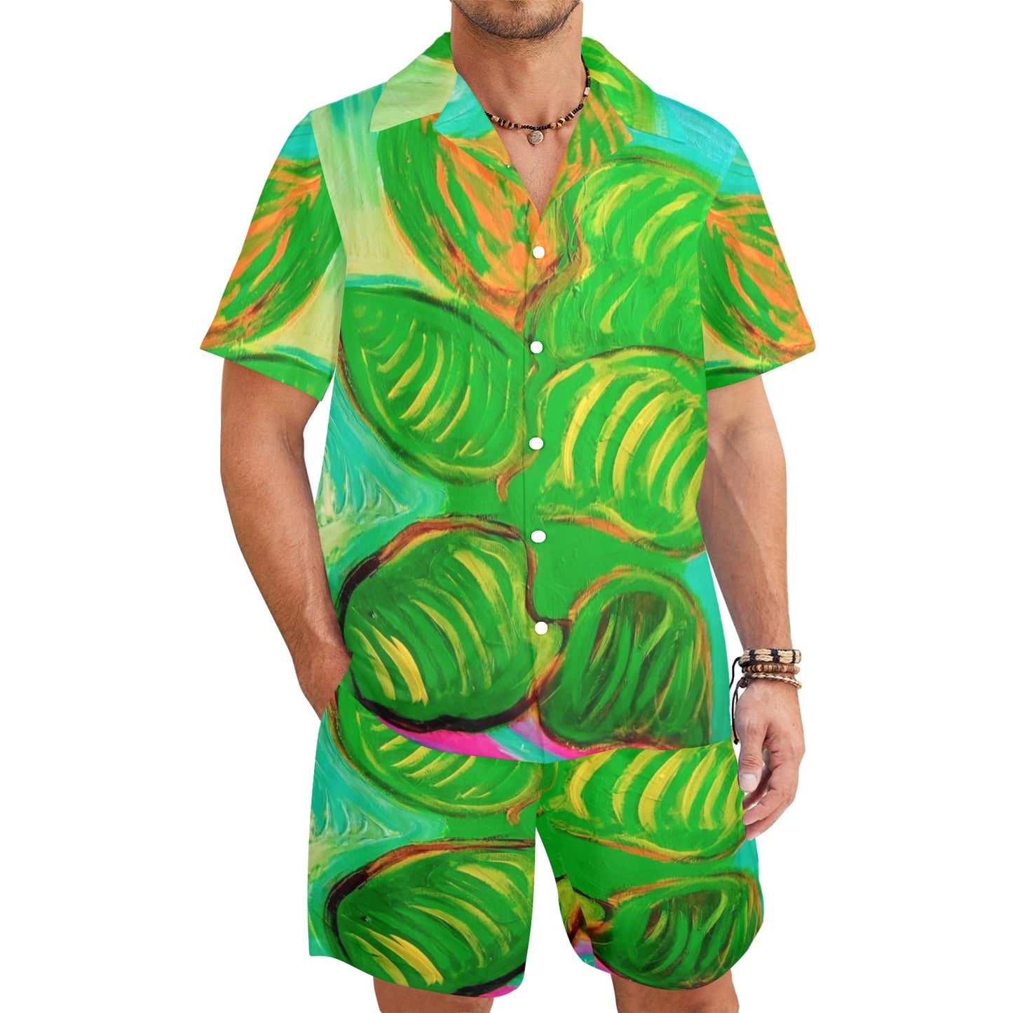 Men's Hawaiian Shirt and Shorts Set