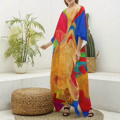 Silky V-neck Kaftan Robe Dress Greek Goddess Collection