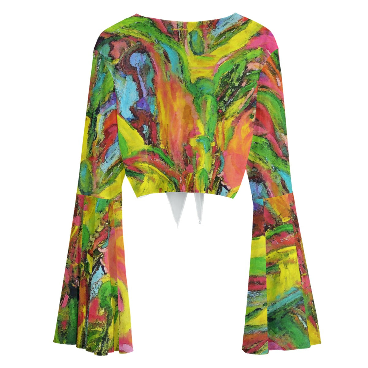 Women's Mesh Blouse with Bell Sleeves African Tree Collection