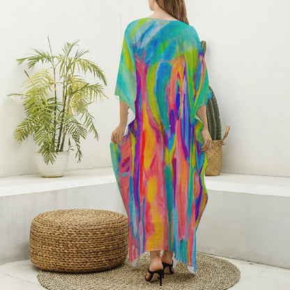 Silky V-neck Kaftan Robe Dress 4 Kings Collection