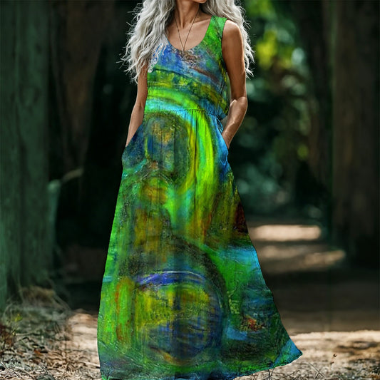 Women’s Sleeveless Maxi Dress Coconut Tree Collection