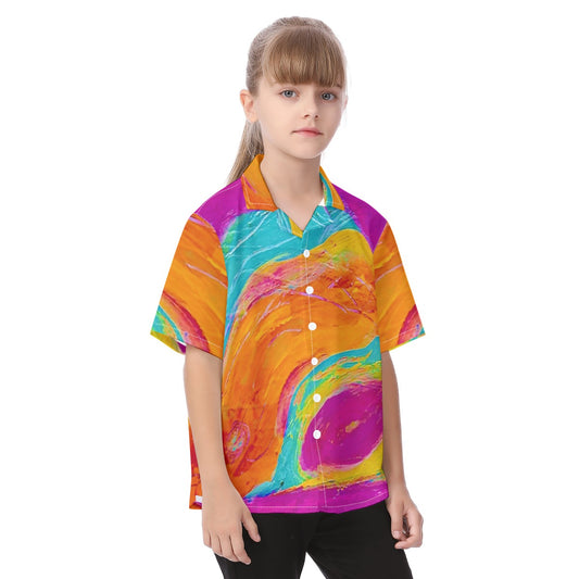 Kid's Hawaiian Vacation Shirt | 115GSM Cotton Pink Fish Collection