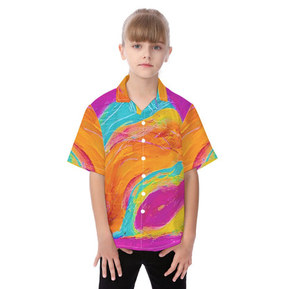 Kid's Hawaiian Vacation Shirt | 115GSM Cotton Pink Fish Collection