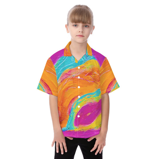 Kid's Hawaiian Vacation Shirt | 115GSM Cotton Pink Fish Collection