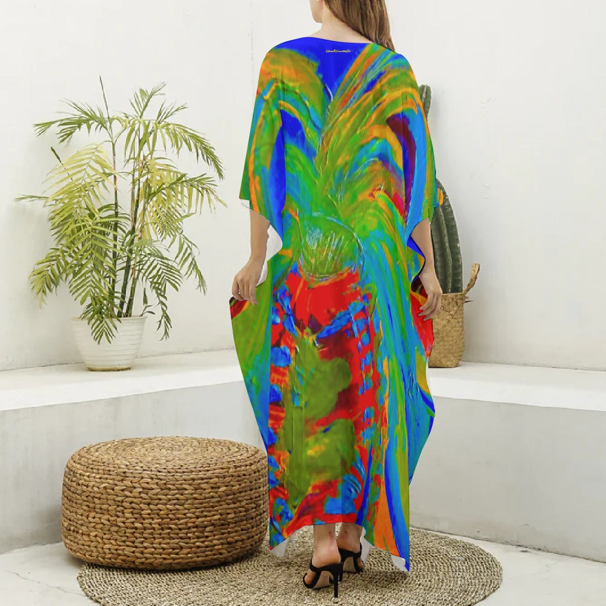 Silky V-neck Kaftan Robe Dress La Piña Dulce Collection