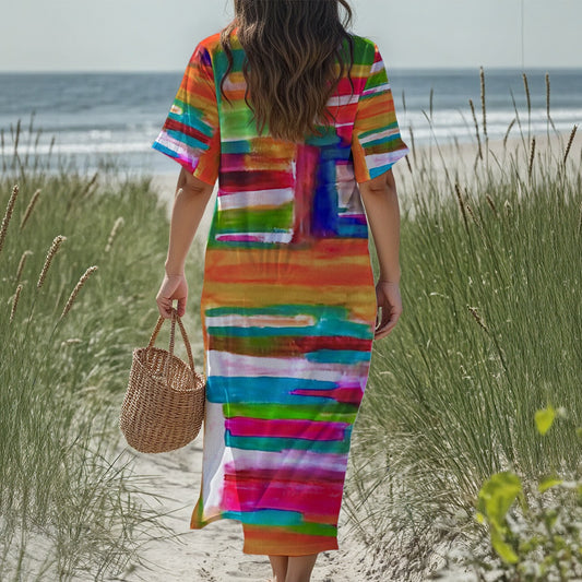 Women's Loose V-Neck Summer Dress El Ventanal Collection