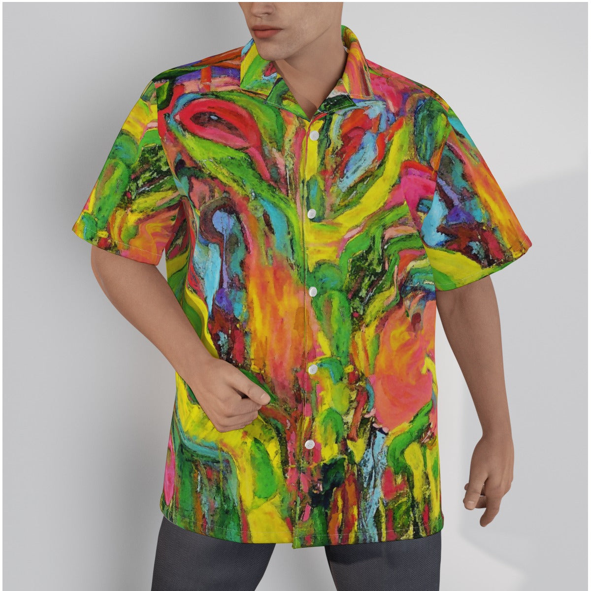 Men's Hawaiian Shirt With Button Closure African Tree Collection