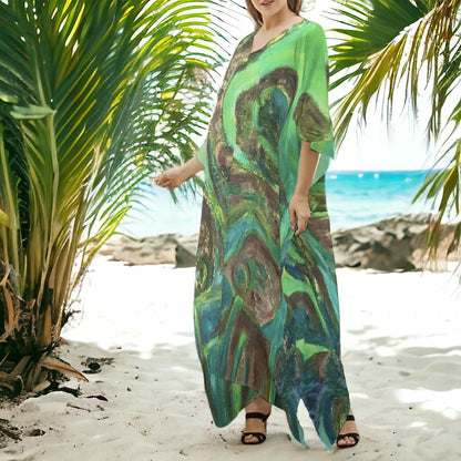 Silky V-neck Kaftan Robe Dress Rebirth Collection