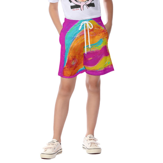 Kid's Beach Shorts Pink Fish Collection