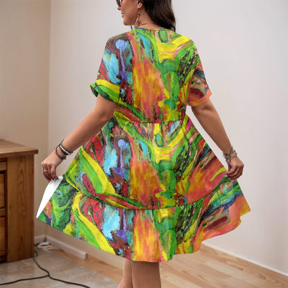 Women’s Floral V-Neck Short Sleeve Dress African Tree Collection