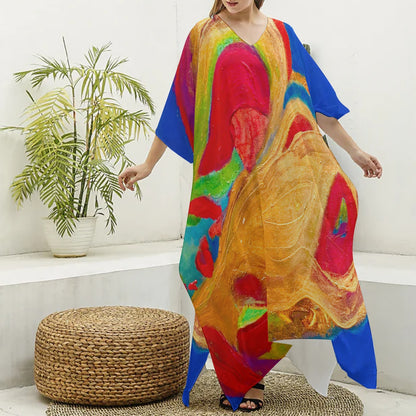 Silky V-neck Kaftan Robe Dress Greek Goddess Collection