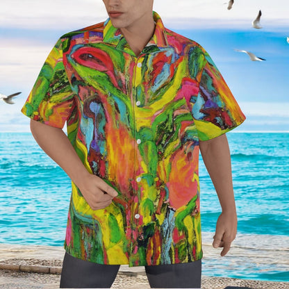 Men's Hawaiian Shirt With Button Closure African Tree Collection