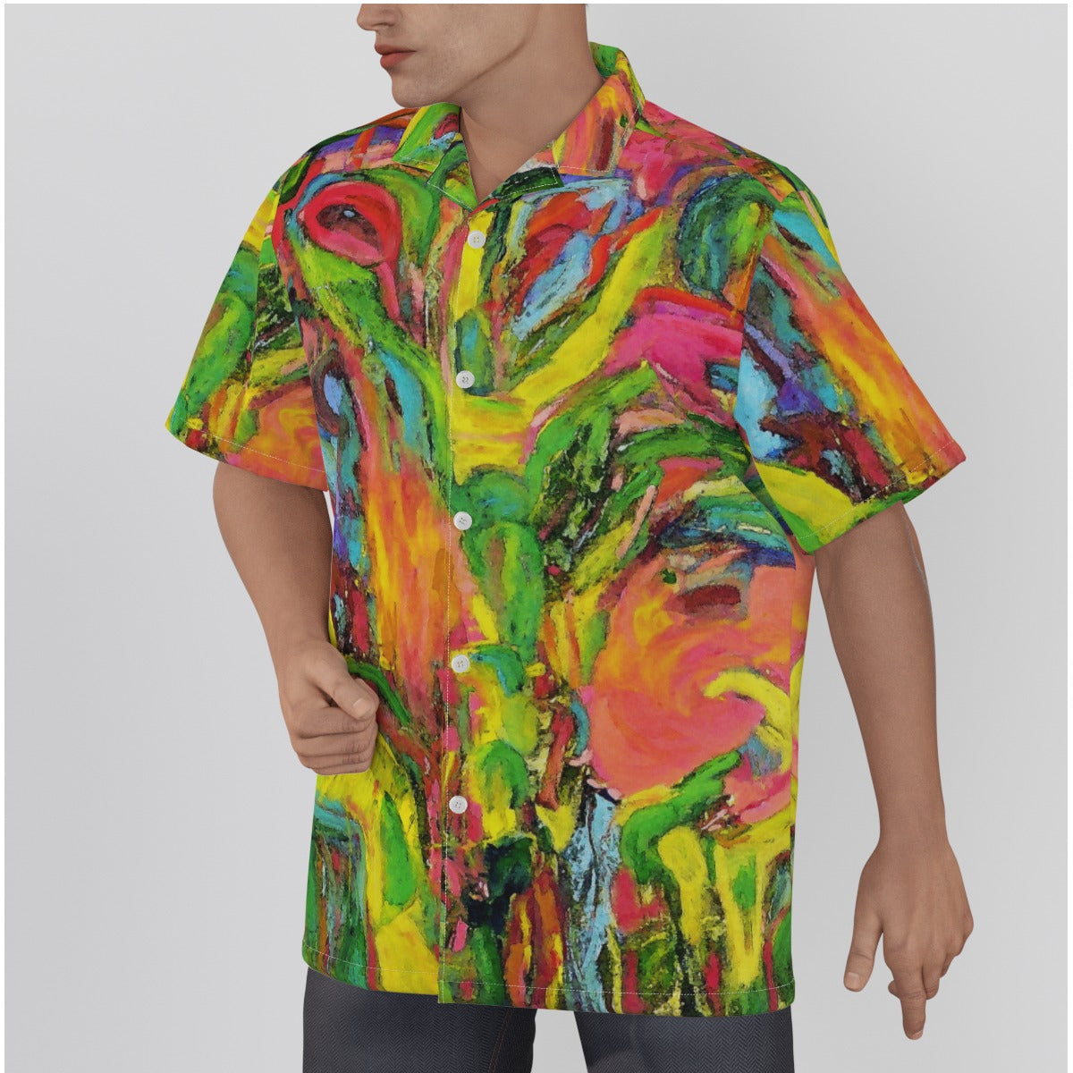 Men's Hawaiian Shirt With Button Closure African Tree Collection