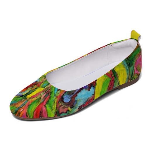 Flat Leather Shoes Comfortable Round Toe Slip African Tree Collection