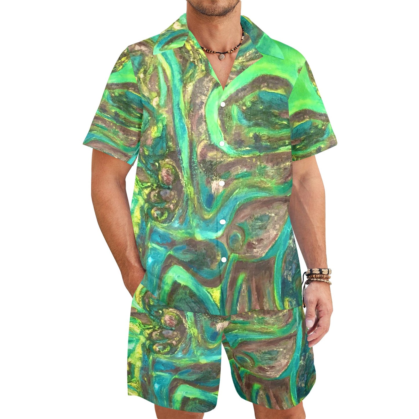 Men's Hawaiian Shirt and Shorts Set