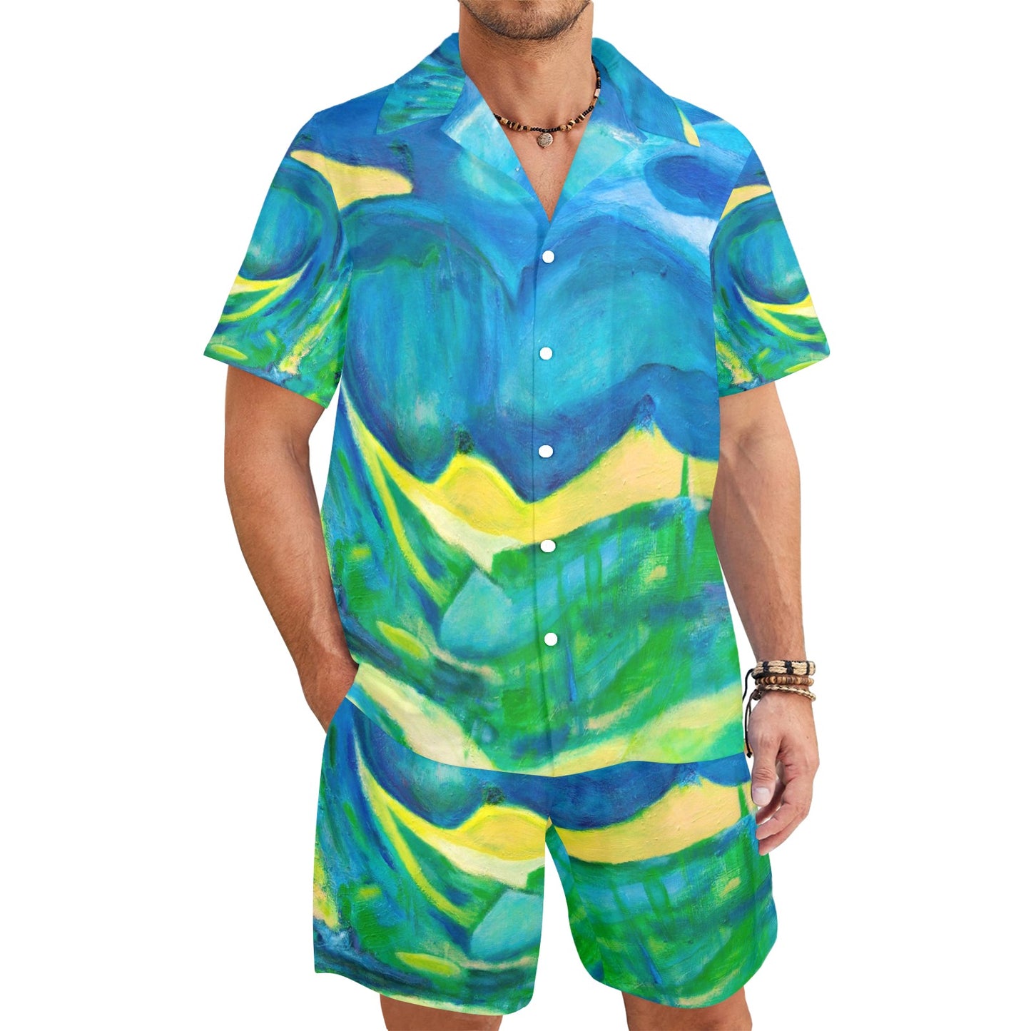 Men's Hawaiian Shirt and Shorts Set