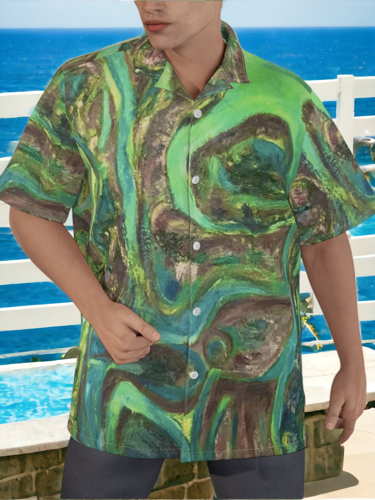 Men's Hawaiian Shirt With Button Closure Rebirth Collection