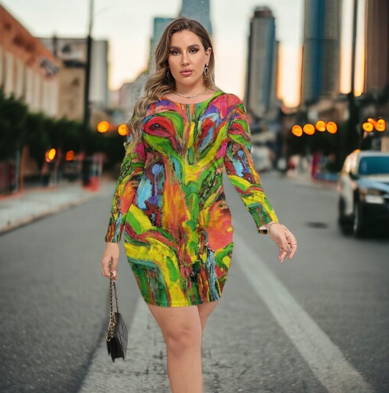 Women's Mesh Dress (Plus Size) African Tree Collection