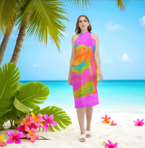 Women's Beach Dress Hot Pink Fish Collection