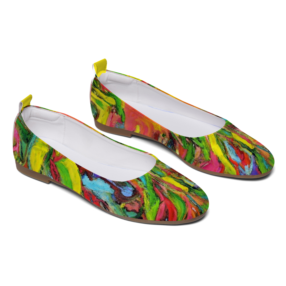 Flat Leather Shoes Comfortable Round Toe Slip African Tree Collection