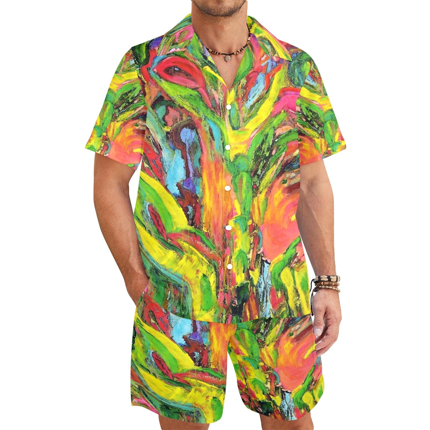 Men's Hawaiian Shirt and Shorts Set