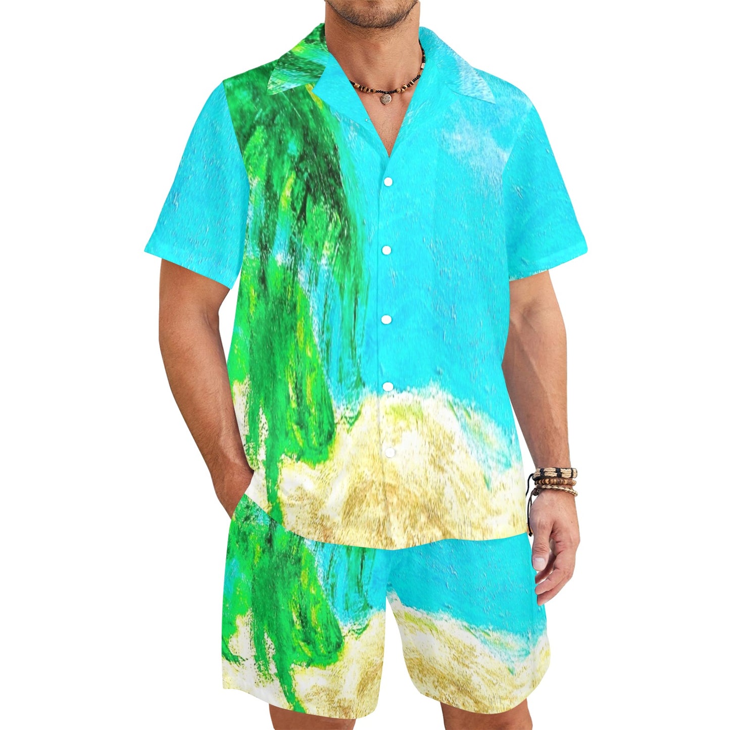 Men's Hawaiian Shirt and Shorts Set