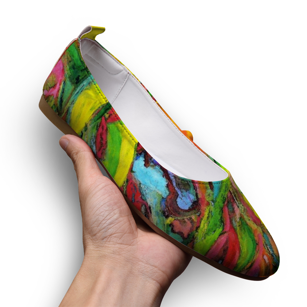 Flat Leather Shoes Comfortable Round Toe Slip African Tree Collection