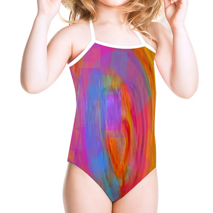 Girls Sports Halter One Piece Swimsuit Cute Beach Swimsuit Mandala Collection